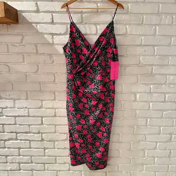 Floral Slip Dress Pink Rose Print Midi Bodycon Spaghetti Strap Y2K 90s Chic Date - Picture 9 of 12